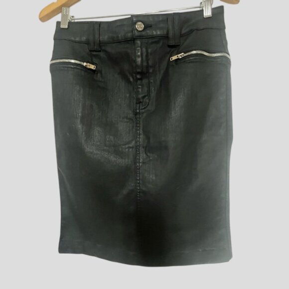 7 For All Mankind High Waist Coated Straight Pencil Denim Skirt Size 29 - Picture 5 of 12